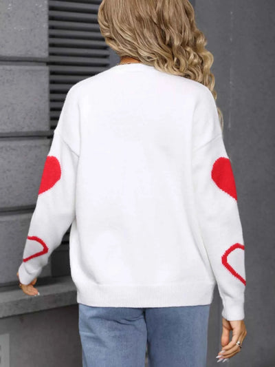 Valentine's Day Heart Cardigan - Knit Button-Up - Fashions Envy