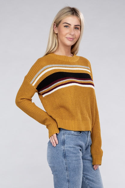 Striped Crewneck Long Sleeve Pullover Sweater