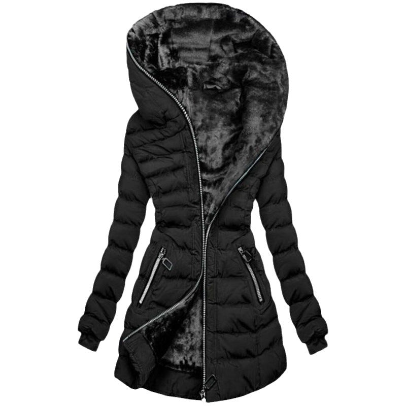 Warm Fleece Hooded Jacket - Mid-length Coat