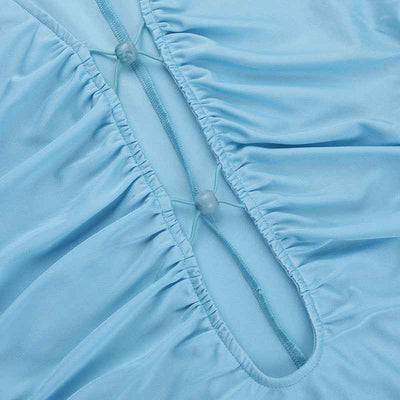 Deep V-neck Mini Dress - Hip Hugging Long Sleeve