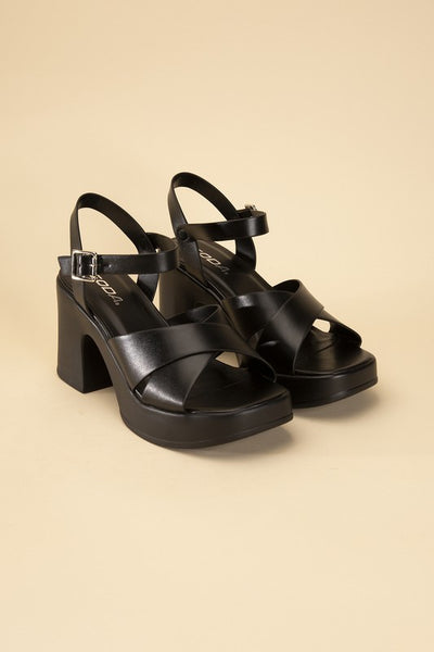 TOUCH-S Crisscross Sandal Heels - Fashions Envy