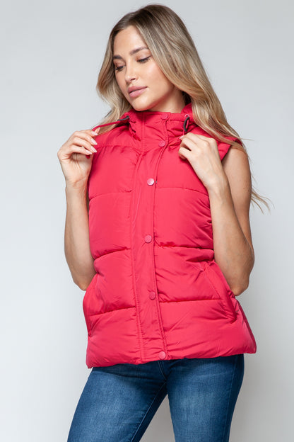 Magenta Snap and Zip Closure Hooded Vest