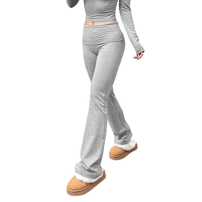 High Waist Skinny Pants - Casual Elastic Waistband