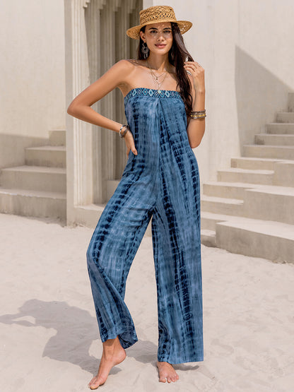 Tied Tube Wide Leg Jumpsuit - Fashions Envy