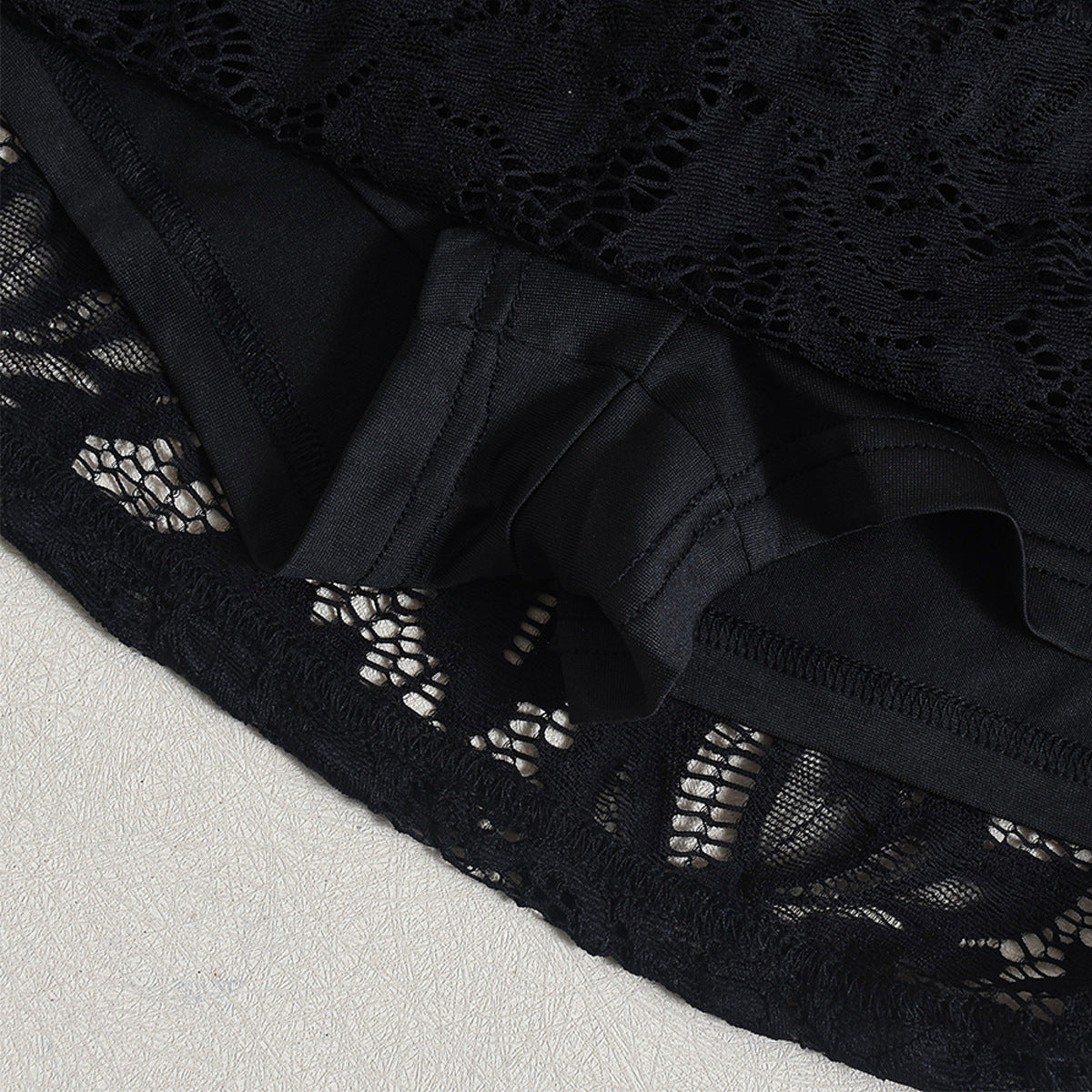 Black Lace Mini Skirt - Hip Hugging Elastic Fit - Fashions Envy