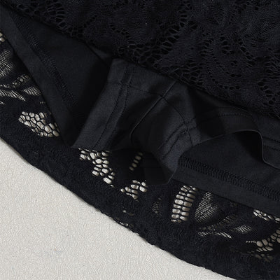 Black Lace Mini Skirt - Hip Hugging Elastic Fit - Fashions Envy