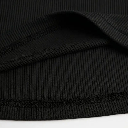 Long Sleeve Top - Ribbed Cut-Out Fitted Casual