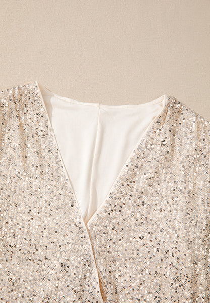 Sequin Surplice Long Sleeve Bodysuit