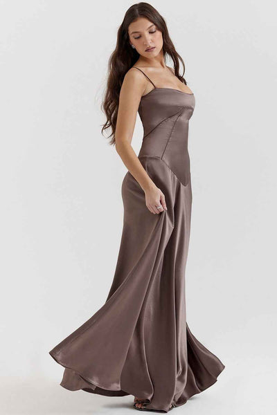 Corset Back Maxi Dress - Spaghetti Strap Slim Fit Camisole Gown