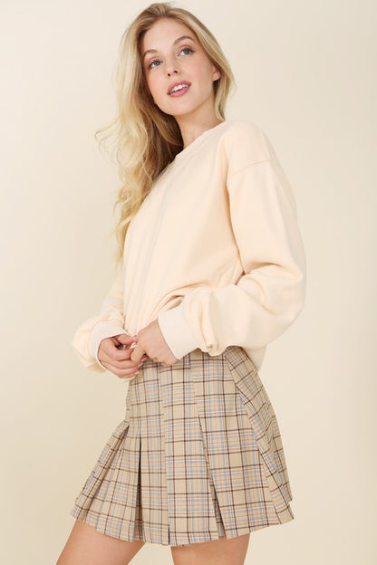 Plaid Pleated Side Zipper Mini Skirt