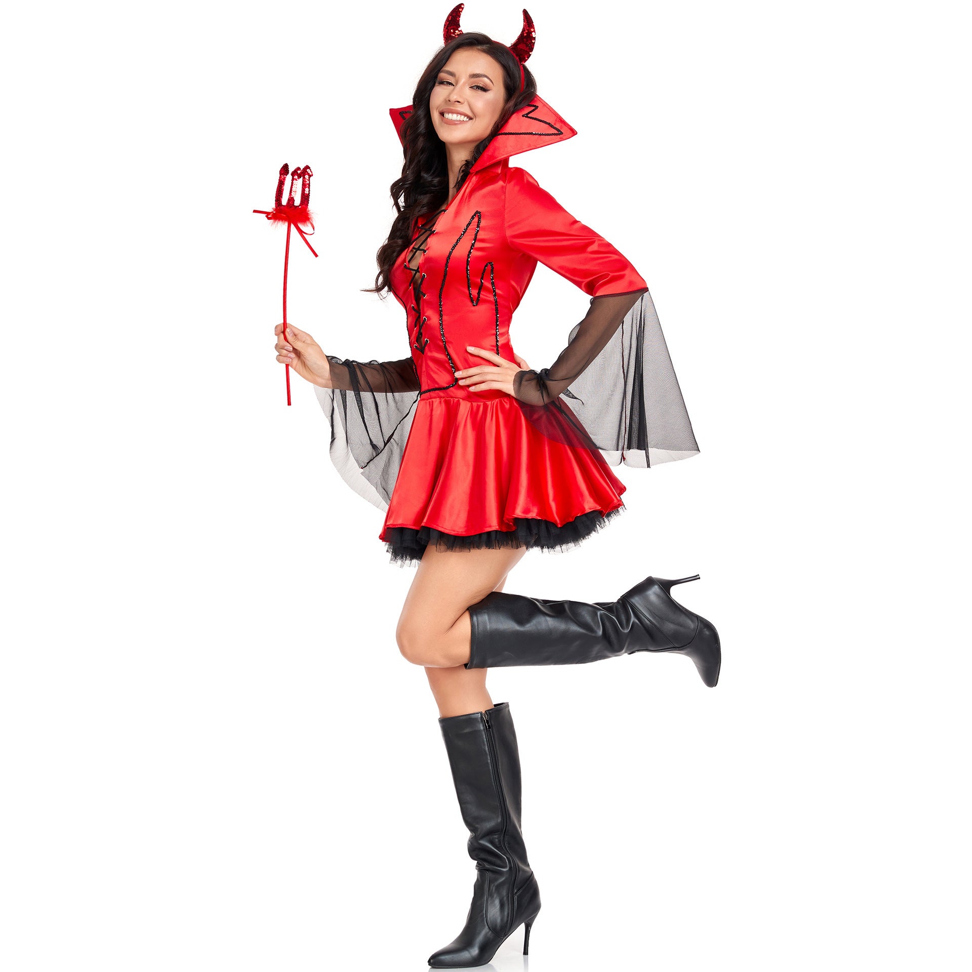 Devil Costume - Sexy Halloween Long Sleeve Outfit