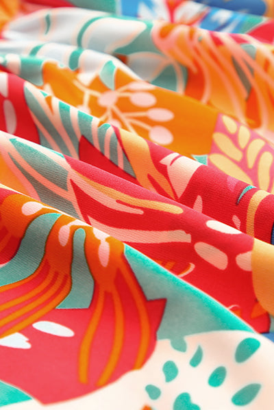 Smocked Ruffle Tiered Maxi Dress - Vibrant Tropical Print