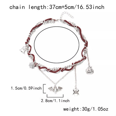 Halloween Double Layer Necklace - Gothic Pendant Jewelry - Fashions Envy