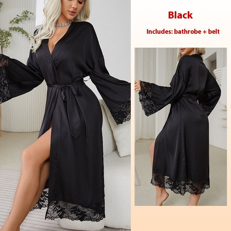 French Style Nightgown Robe - Comfortable Tied Sleepwear