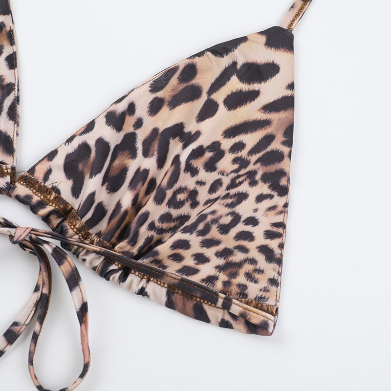Vacation Style Leopard Bikini Set -  Maxi Skirt Cover-Up