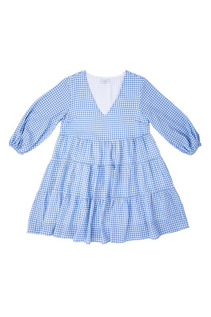 Gingham Checked Tiered Mini Dress