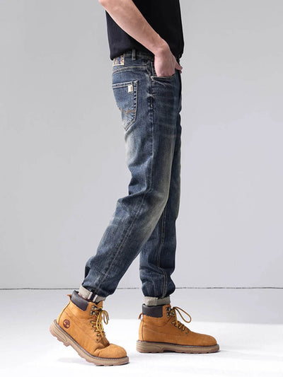 Men's Washed Straight Leg Jeans - Classic Cotton Denim Jeans - Fashions Envy