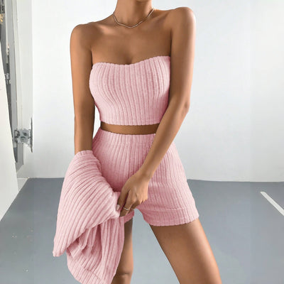 Slumber Party Trio - Brushed Pajama Coat & Shorts