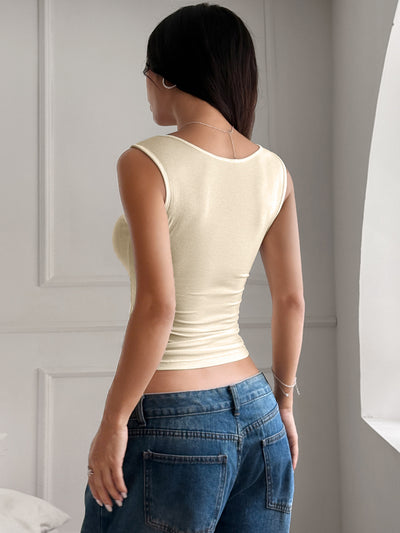 Summer Button-Up Tank Top - Casual Slim Fit