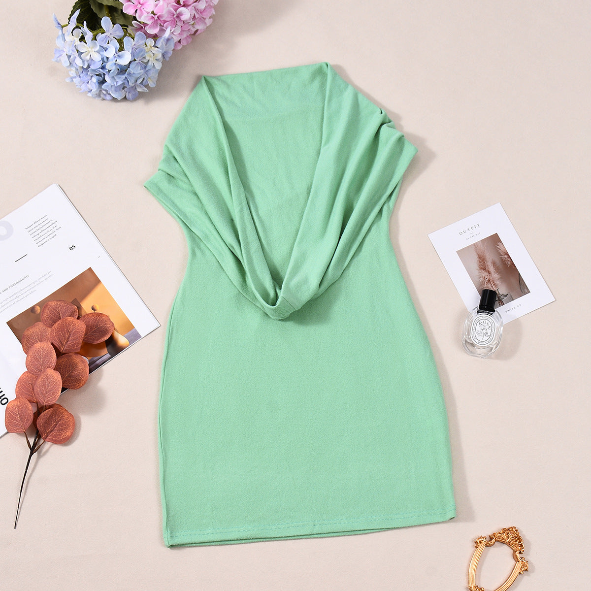 Backless Halter Dress - Green Sleeveless Mini