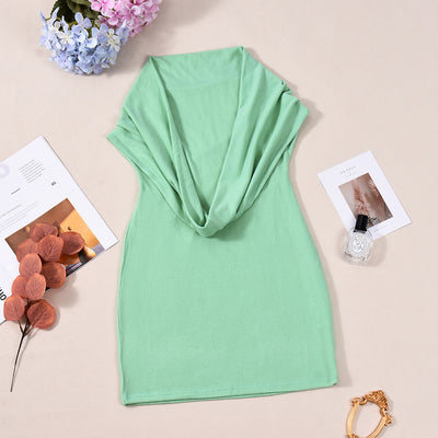 Backless Halter Dress - Green Sleeveless Mini - Fashions Envy