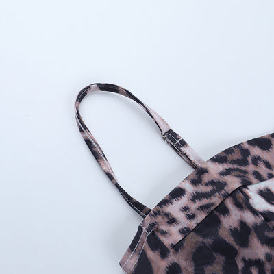 Leopard Print Mini Dress - Casual Sleeveless Round Neck