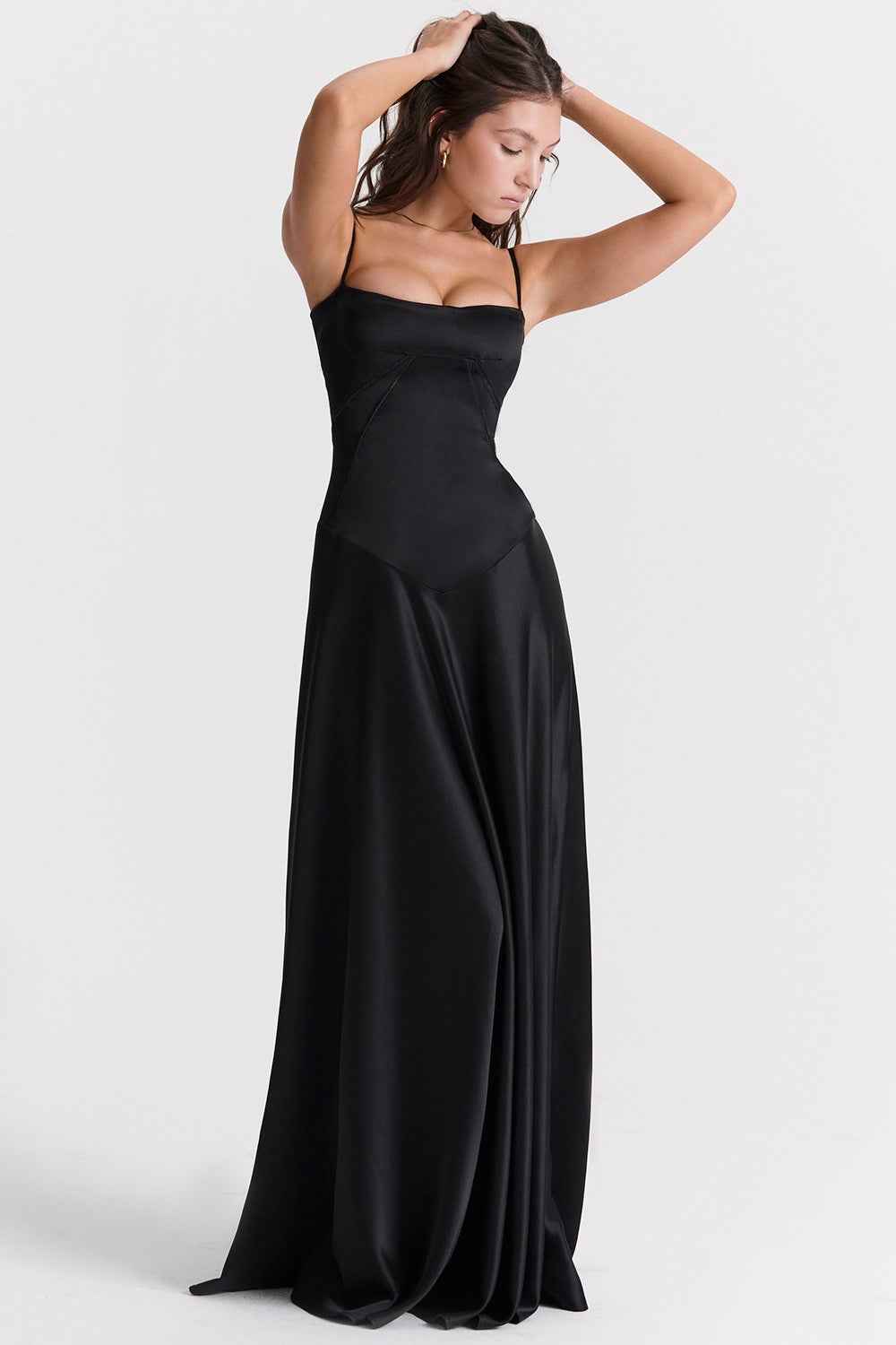 Corset Back Maxi Dress - Spaghetti Strap Slim Fit Camisole Gown