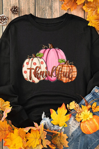 Pumpkin Graphic Round Neck Dropped Shoulder Sweatshirt - Fashions Envy