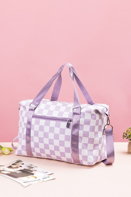 Checkered Multi-Pocket Travel Bag