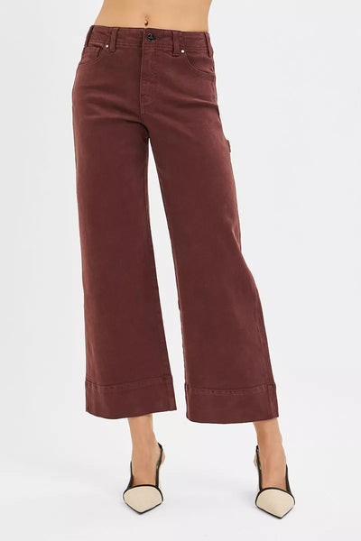 RISEN Crop Wide Leg Jeans - Tummy Control High Rise No Waistband - Fashions Envy