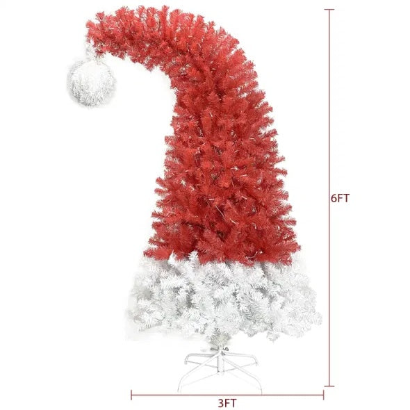 Santa Hat Christmas Tree - 6 FT Pre-Lit Artificial Fir