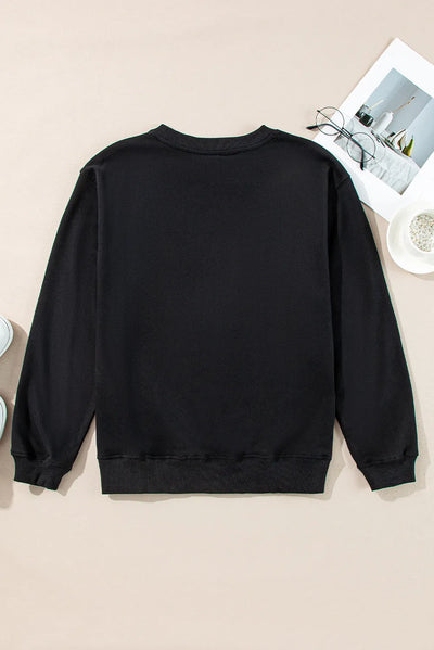 Graphic Round Neck Long Sleeve Sweatshirt - Fashions Envy