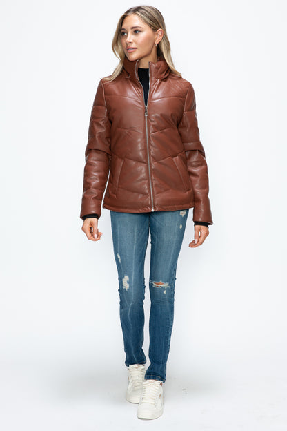 Brandy Pocketed Zip Up Puffer Jacket with Removable Hood