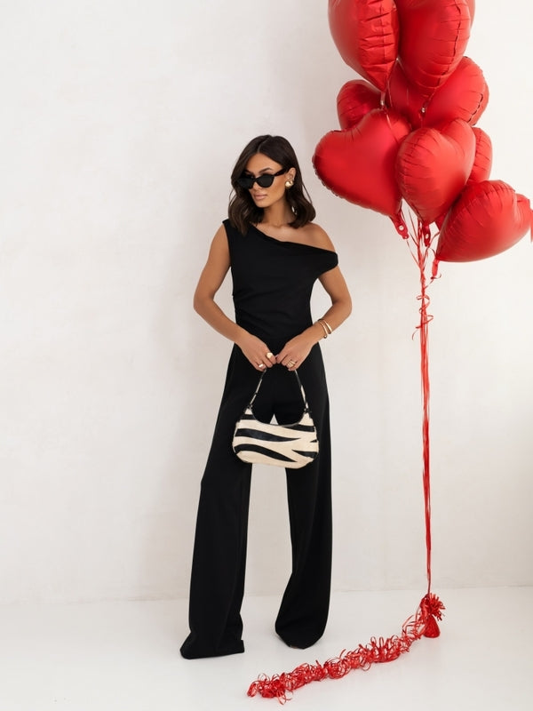 Sexy One-Shoulder Jumpsuit - Elegant Side Zipper - Fashions Envy
