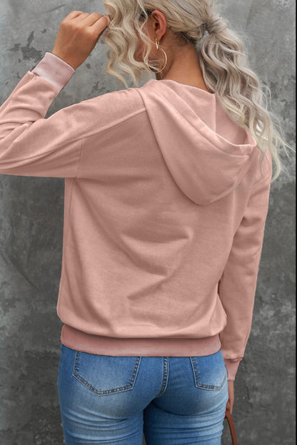 Lace Up V-neck Long Sleeve Hoodie