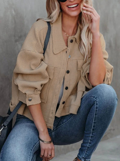Chic Button Up Long Sleeve Jacket
