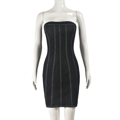 Sexy Y2K Denim Tube Top Summer Mini Dress