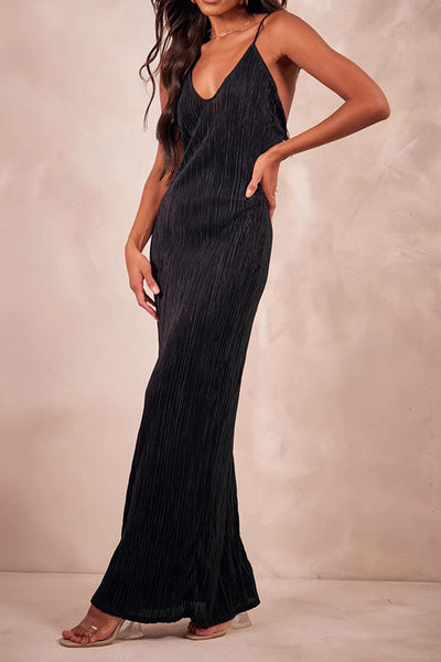 Backless Printed Maxi Cami Dress - Fashions Envy