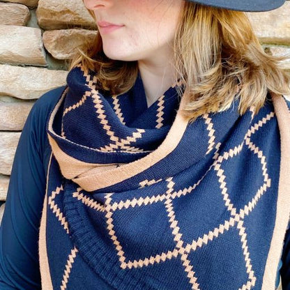 Diamond Pattern Paris Class Knit Scarf