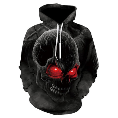 Scary Skull Print Hoodie - Halloween Sweatshirt