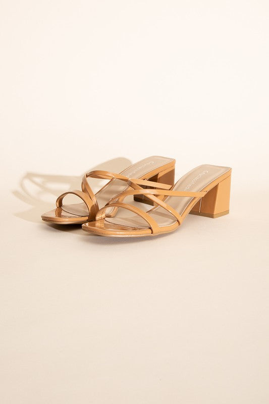 CRIMP-S Crossed Strap Mule Sandal Heels