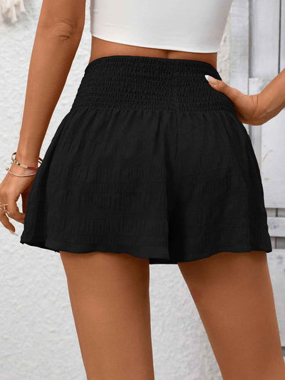Smocked Waist Shorts - Drawstring Elastic Casual Fit