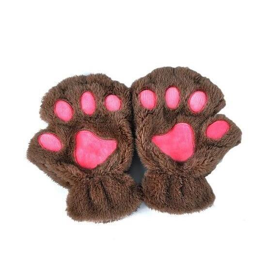 Paw Print Gloves - Cat Claw Winter Fingerless