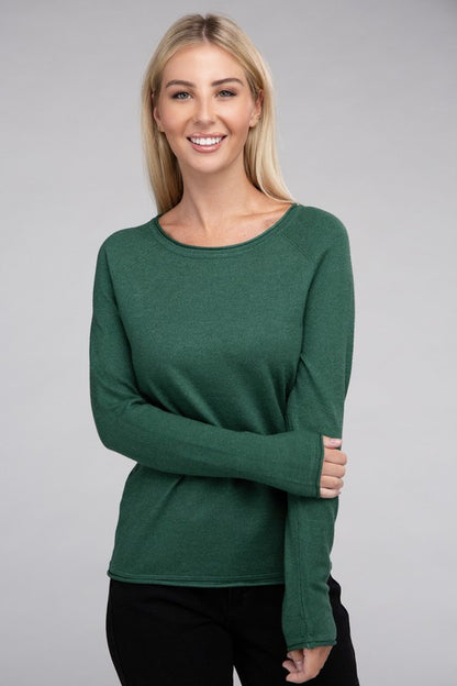 Long Sleeve Viscose Round Neck Basic Sweater