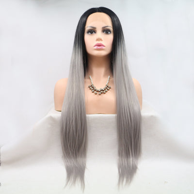 13*3" Lace Front Wigs Synthetic Long Straight 24" 130% Density - Fashions Envy