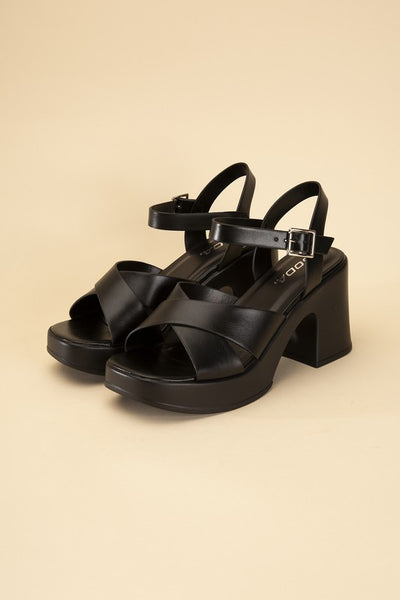 TOUCH-S Crisscross Sandal Heels - Fashions Envy