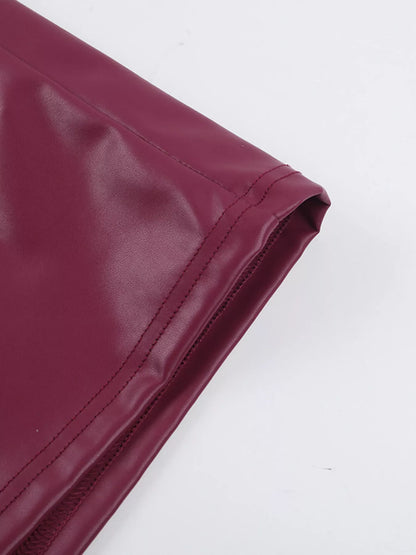 Faux Leather Bodycon Maxi Dress - Lace-Up Back Slit - Fashions Envy