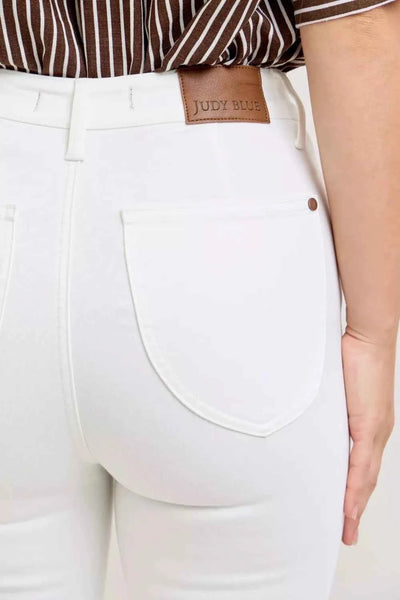 Judy Blue High Waist Capri Pants - White Spade Pockets