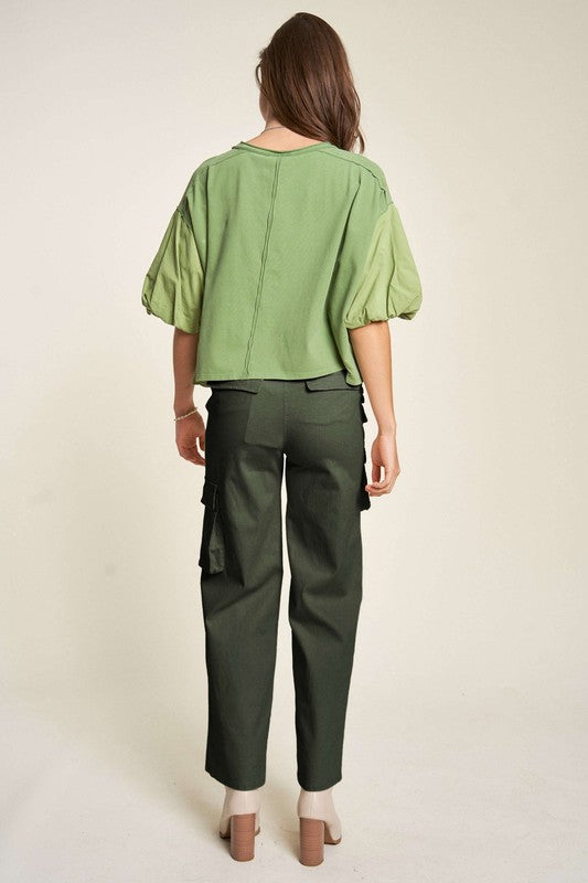 Davi & Dani Flap Pocket Mid Rise Cargo Pants