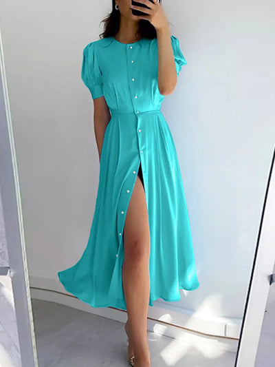 Button Down Short Sleeve Dress - Fashions Envy